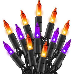 New 20FT 100 Count Purple & Orange Halloween Mini String Lights - Indoor/Outdoor